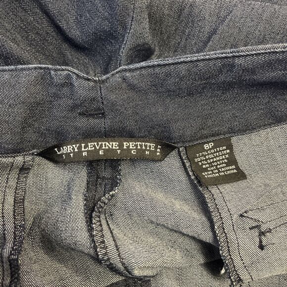 Larry Levine Wide Leg Trousers Jeans Dark Wash High Rise Denim Women's 8P Belted - Picture 7 of 7